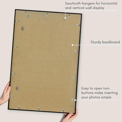 Americanflat 28x40 Poster Frame with Polished Plexiglass - Use as 24x36 Frame with Mat or Display 28x40 Photo Without Mat - Streamline Collection - Thin Border Picture Frames for Wall - Black