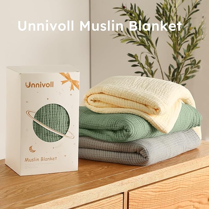 100% Cotton Muslin Blanket Queen Size 90" x 90" for Bed Couch Summer Gauze Blanket for Adults Lightweight and Breathable Grey