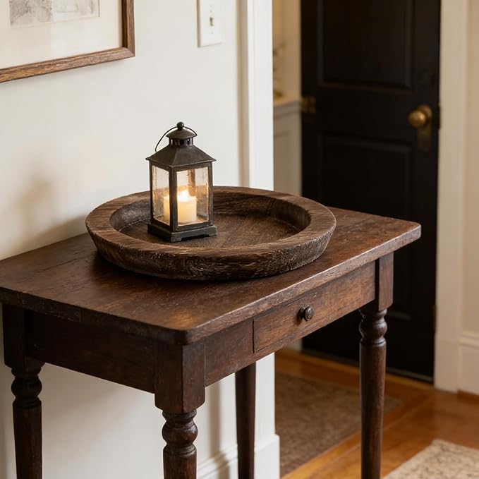 Hanobe Candle Plate Holder Tray: 7.9" Small Round Wood Decorative Candle Plate - Rustic Farmhouse CoffeeTable Decor - Tealight Pillar Trays for Easter Saint Patrick's Day Home Decor