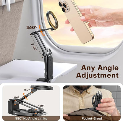 OMOTON 360°Rotating for MagSafe Tripod, New Upgrade with 1/4" Screw Arca, Adjustable Magnetic Phone Tripod for iPhone 17/16/15 Pro Max Air, Foldable Selfie Stick Fits Vlog, Gym, Travel Essentials