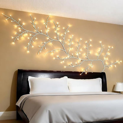 GOESWELL Led Tree Branch Lights for Wall: 7.5Ft 144 LEDs White Enchanted Vine with Lights - Lighted Willow Fairy Light for Living Room Bedroom Christmas Halloween Meditation Wall Decor