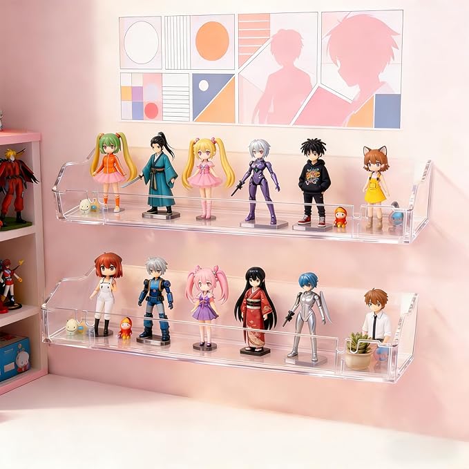 Clear Floating Shelves, Acrylic Shelves for Wall Upsimples Floating Shelves in Living Room, Bedroom, Kitchen Storage and Bathroom Wall Organizer