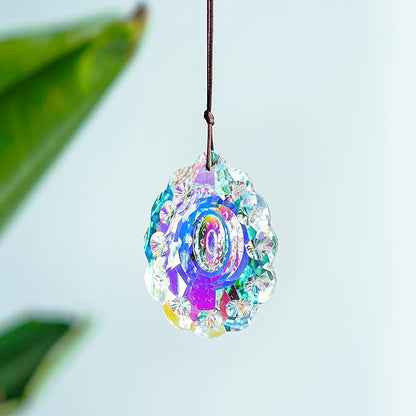 76mm Colorful Crystal Peacock Prism Sun Catcher Rainbow Pendants Maker, Hanging Crystal Prisms for Windows, for Feng Shui, for Gift