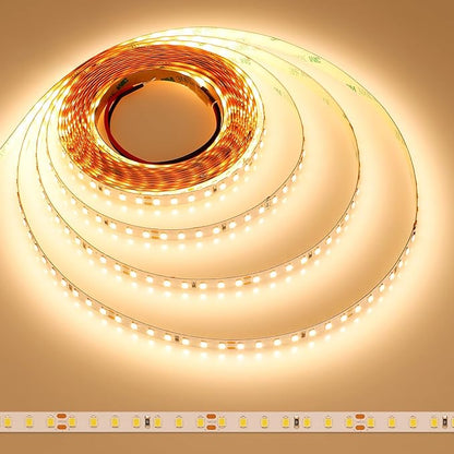 JOYLIT 24V LED Strip Lights 16.4FT 3000K Warm White 9500LM Super Bright CRI 92+, CE UL Premium 126LEDs/M SMD 2835 90W Dimmable Adhesive Tape Light for Home, Commercial