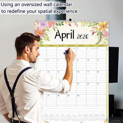Guasslee 2026 Large Wall Calendar,20"x 30" Vertical Jumbo Hanging Wall Planner,18 Monthly Calendar from Jan. 2026 to Jun. 2027 with Lines,Spiral Binding and Notes for Easy Organizing