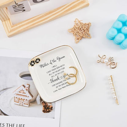 Mother of Groom Jewelry Dish Ring Plate - Thank You for Raising of My Dreams, Wedding Gifts for Mother of The Groom Christmas Birthday from Bride