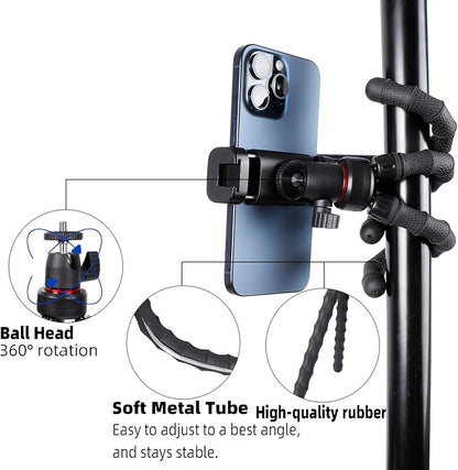 Mini Cell Phone Tripod, 3 in 1 Flexible Phone Tripod with Wireless Remote for Video Recording Vlogging Selfie, Portable Small Tripod Stand Compatible with iPhone, Samsung, 4.7''-7'' Phones