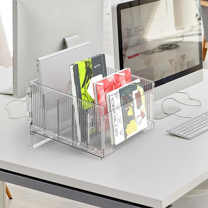 File Sorter Organizer, 5 Sections Acrylic Letter Tray for Desk, Mail Organizer Letter Holder for Envelopes, Mail, Electronics 2Pack 2PCS