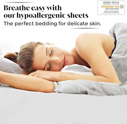 Split King Size Sheet Set | 2 Fitted Sheets for Sleep Number & Adjustable Beds | Organically Grown | Ultra Soft & Cooling |100% Viscose | 17" Deep Pocket [Dove Grey]