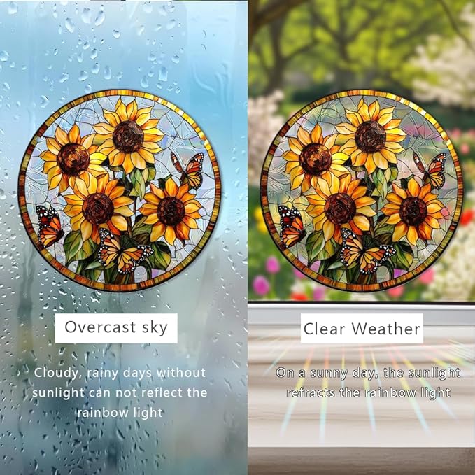 8 Inch Acrylic Window Hanging, Forget Me Not Flower Stained Glass Suncatcher, Window Decor, Plant Lover Gift for Women, Best Friend, Family, Colleague, Classmate (231)