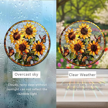 8 Inch Acrylic Window Hanging, Forget Me Not Flower Stained Glass Suncatcher, Window Decor, Plant Lover Gift for Women, Best Friend, Family, Colleague, Classmate (231)