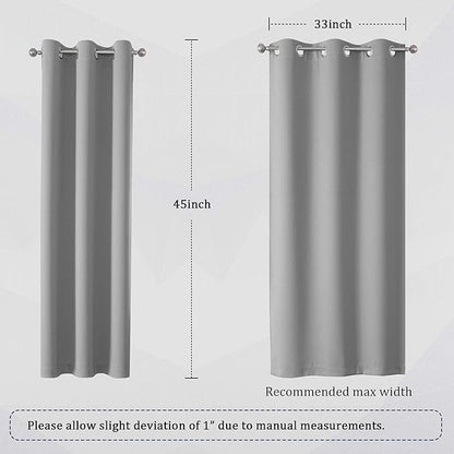 DUALIFE Light Grey Blackout Curtains Short Grommet Curtains 38 X 45 Inch Length Set of 2 Panels Thermal Insulated Solid Energy Efficient Room Darkening Bedroom Curtains