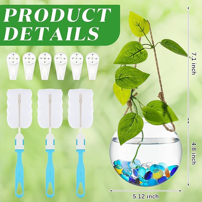 6 Pcs Wall Hanging Planter Glass Plant Pot Water Terrarium Containers Wall Vases for Flowers Air Hydroponic Propagation Glass Plant Holder Home Room Window Office(Round)