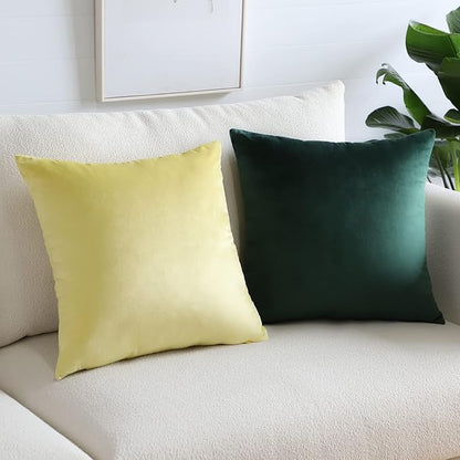 Artscope Luxury Velvet Pillow Covers Super Soft Decorative Square Throw Pillow Covers Case Cushion Covers for Sofa Couch Bedroom Car Decor 26x26 Inch Lemon Yellow