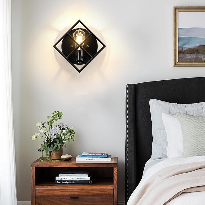 Farmhouse Wall Sconce with Black Finish,Rustic Wall Sconces Indoor Wall Light Fixtures 11.3in for Stairway, Living Room, Bedroom, Bathroom (1 Light,E26 Base, No Bulbs,1 Pack)