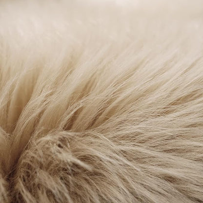 SERISSA Soft Fluffy Rug Beige Faux Sheepskin Fur Rug Shaggy Area Rug for Bedroom Floor Living Room 3x5 Feet