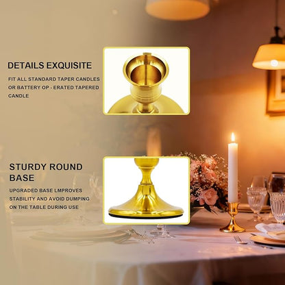Candlestick Holders Taper Candle Holders, Gold Vintage Candle Stick Candle Holder for Pillar Candles Table Centerpiece, Wedding Reception, Festive Christmas Mantel Decor or Home Decor