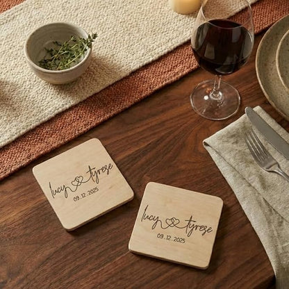 Luxury Custom Couples Wooden Coaster, Gifts for Boyfriend Girlfriend, Valentines Day Gift Gor Him Her, Wedding, Birthday, Anniversary, Christmas 4