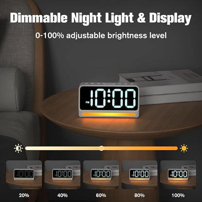 REACHER Extra Loud Alarm Clock for Heavy Sleepers Adults, 5 Extremely Loud Wake Up Sounds, Kids Alarm Clock for Teens, Boys, Bedrooms, LED Digital Display, 7 Color Night Light,Dimmer,Bedside