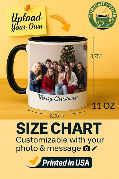 Personalized Coffee Mug | Custom Photo, Text, or Logo Cup (11oz, Black Rim, Inner, and Handle) |Dishwasher & Microwave Safe |Unique Gift for Men & Women –Taza Personalizada