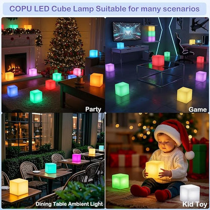 6 inch Rechargeable LED Cube Light, 16 Colors Changing Tesseract Light Cubes w/Remote, Dimmable Cosmic LED Cube Mood Lamp, Waterproof Bedside Lamp Night Lights for Kids Nursery Home Party