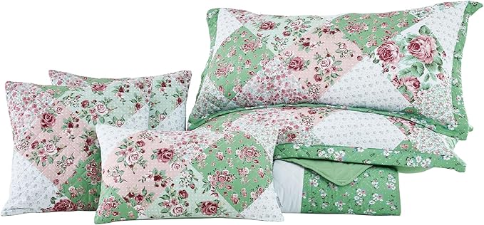 Oversized King Bedspread, Reversible, 6 Piece, 100% Microfiber, King/Cal King, Rose