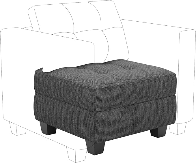 Belffin Ottoman Module with Storage for Modular Sofa Sectional Couch Cube Seat Square Storage Ottoman Footrest Modern Fabric Dark Grey