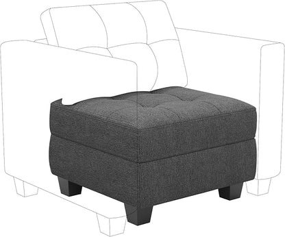 Belffin Ottoman Module with Storage for Modular Sofa Sectional Couch Cube Seat Square Storage Ottoman Footrest Modern Fabric Dark Grey
