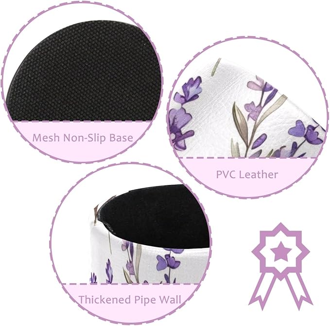 Cute Lavender Purple Pattern Pen Pencil Holder for Desk, Pen Pencil Cup Table Stationery Organizer Makeup Brush Holder for School Home Office Supplies