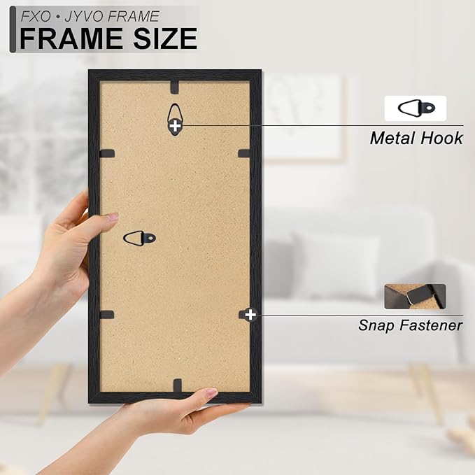 Engineered Wood 5x14 Picture Frame Set of 2, Black Frame for 5 x 14 Inch Picture Poster Photo, Light Weight 5 by 14 Frame with Wood-grain for Wall - 2 Pack/Black/5"x14"