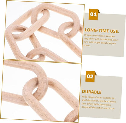 Housoutil Wood Chain Link Decor Minimalist Wooden Chain Decoration for Living Room Dining Table Shelf Ornament Rustic Home Decor Beautiful