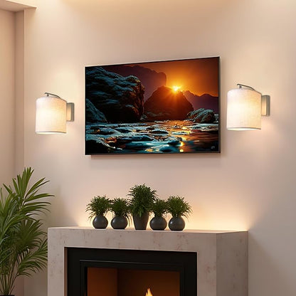 Wireless Wall Sconces Set of 2, Rechargeable Battery Operated Wall Lights with Remote, Dimmable Magnetic LED Bulbs,12 RGB Colors and Timer, Cordless Sconces for Bedroom Living Room (Silver)