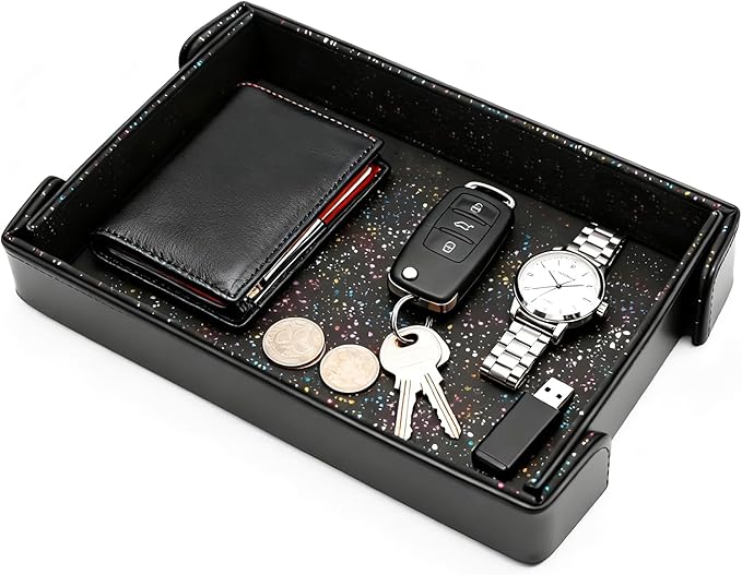 Valet Tray, Desktop Organizer and Catchall Tray for Keys, Wallet, Phone, Jewelry | Multi-Use Entryway Table, Desk & Nightstand Storage for Men & Women