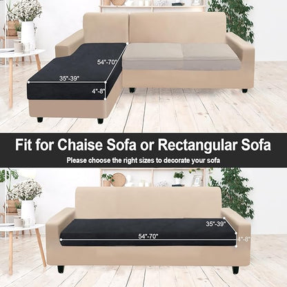 NAISI Sectional Couch Cover 1 Piece Velvet Separate Chaise Lounge Cover Soft Stretch Sofa Slipcovers for Left/Right Chaise Sectional Couch(Chaise Lounge,Black)