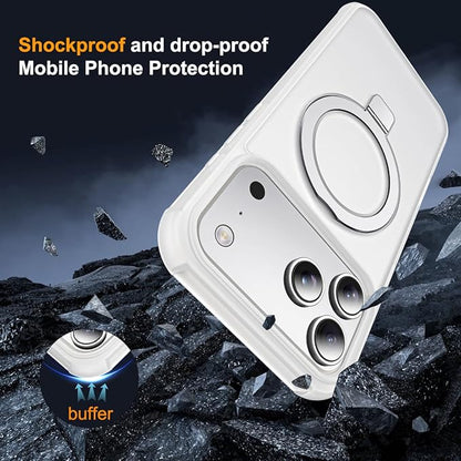 Compatible with iPhone 17 Pro Max Case with Invisible Magnetic O-Ring Stand Military-Grade Phone Case for iPhone 17 ProMax 6.9" [Compatible with Mag-Safe][Great Grip Feeling],Translucent