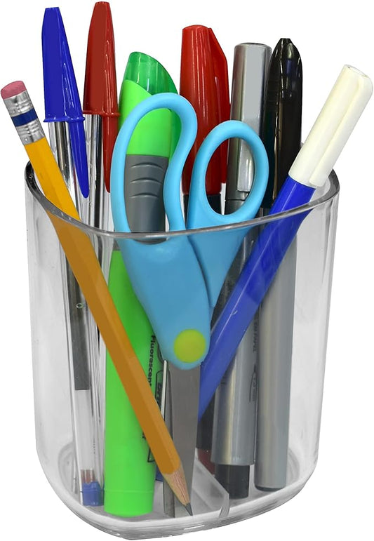 Acrimet Jumbo Pencil Holder, Pen Cup, Caddy Super-Sized Desktop Organizer for Students, Artists and Professionals (Plastic) (Clear Crystal Color)
