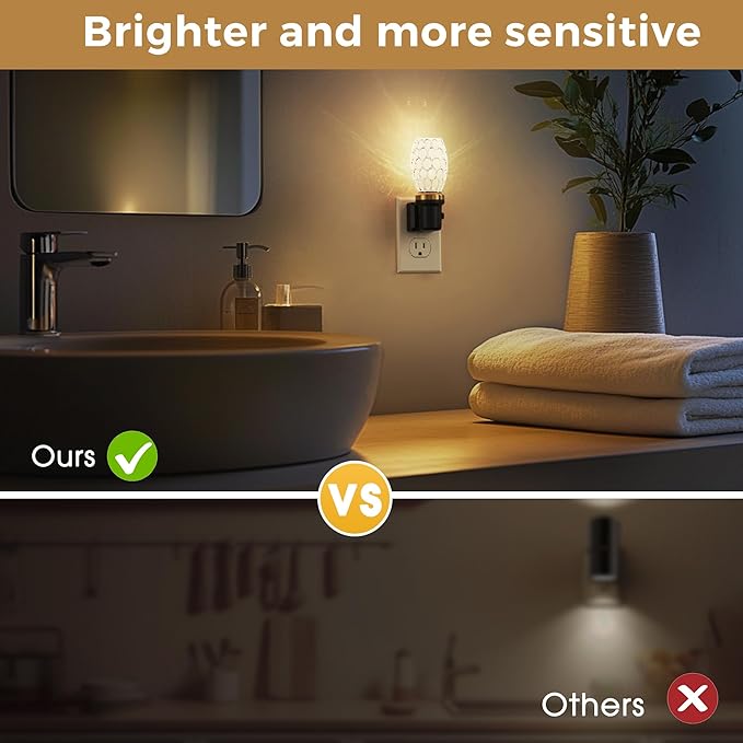 L LOHAS LED Night Light, LED Night Lights Plug into Wall, Dimmable Night Light with Auto Light Sensor, 3000K Warm White 0-100LM, Adjustable Brightness Nightlight, Bathroom Hallway Bedroom