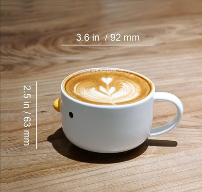 PURROOM Cute Duck Coffee Mug, 8 oz Latte Cup, Handmade Glaze Small Coffee Cup, Safety Ceramic Milk Mugs. Best Gifts For Coffee Lover.