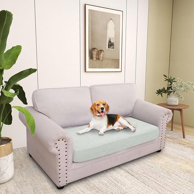 hyha Individual Couch Cushion Covers, Stretch Magic Sofa Seat Cushion Covers Washable, Dog Couch Sofa Slipcover for Pets, Kid with Elastic Bottom(Medium, Light Grey)
