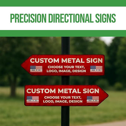 BCB Custom Left Arrow Metal Sign | Directional Signs for Indoor & Outdoor Use | Personalized Rust-Free Metal Yard Display | Weatherproof Road Arrow Marker | Multiple Sizes | Made in USA