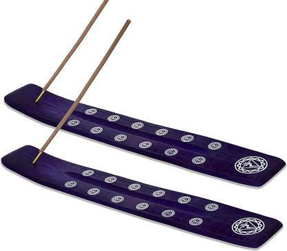 Bless-International Traditional-Handmade-Burner Wooden-Incense-Stick-Holder Ash-Catcher-Stand for-Aromatherapy-Meditation-Yoga (Heavens Blue) 10 Inches, Pack of 2
