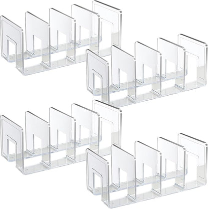 SAYEEC Acrylic File Holder, Clear File Sorter Desk File Organizer, Sturdy Desktop File Folder Organizer Rack for Envelopes Mail Letter Paper Notebook Electronics Office Supplies (4 Sections, 4 Pack)