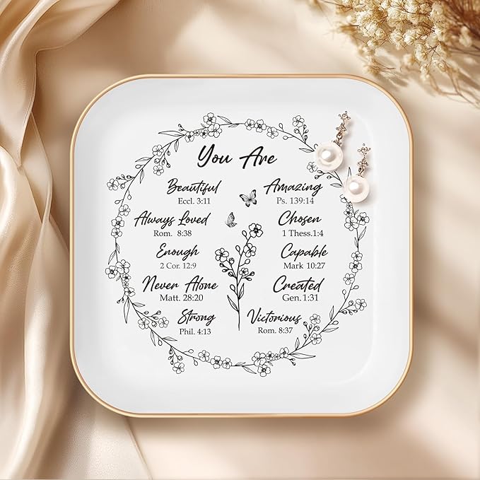 Gifts for Christian Women – You are Christian Jewelry Dish – Faith Gifts for Women, Sisters in Christ Friendship Gift, Ceramic Trinket Tray for Mom, Friend, Teen Girl, Encouragement Christian Gifts