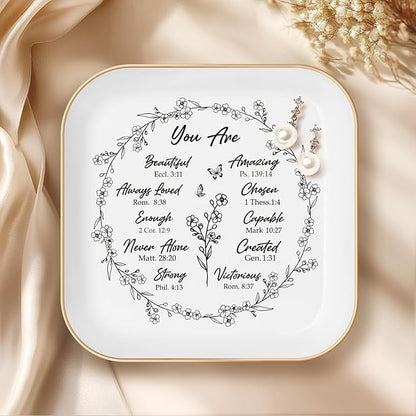Gifts for Christian Women – You are Christian Jewelry Dish – Faith Gifts for Women, Sisters in Christ Friendship Gift, Ceramic Trinket Tray for Mom, Friend, Teen Girl, Encouragement Christian Gifts