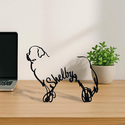 Personalized Newfoundland Dog Minimalist Sculpture, Custom Name Newfie Dogs Metal Desk Decor, Decorative Aesthetic Table Sign Gifts for Pet Lovers, Kids Room, Home Office Decoration