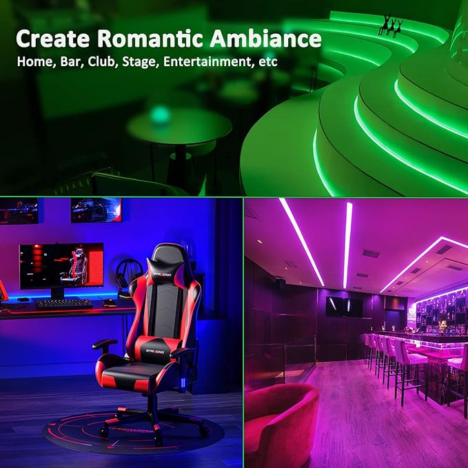 JOYLIT Super Bright RGB LED Strip Lights 16.4ft, UL Listed 24V SMD 4040 120LEDs/M High Density Multi Color Changing Light Strips 90W Adhesive Tape Light for Club, Bar, Entertainment (Only LED Strip)