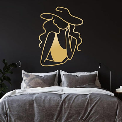 Metal Minimalist Abstract Woman Wall Art, Metal Woman Wall Art, Modern Wall Mount, Line Art Home Sculpture, Minimalist Room Decor, Women's Bedroom Decor, Gift for Women (Silver, 48"x36"/121x90cm)