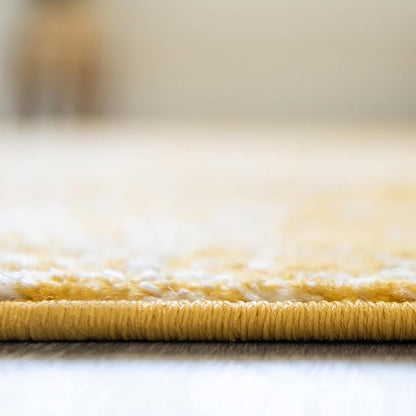 Rugs.com Arlington Collection Rug – 7' x 10' Yellow Medium-Pile Rug Perfect for Living Rooms, Large Dining Rooms, Open Floorplans