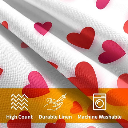 Valentines Day Pillow Covers 22x22 Set of 2 Red Pink Heart Throw Pillow Covers Love Pillowcase Linen Decoration Farmhouse Holiday Cozy Soft Cushion Case Couch for Indoor Outdoor Home Decor