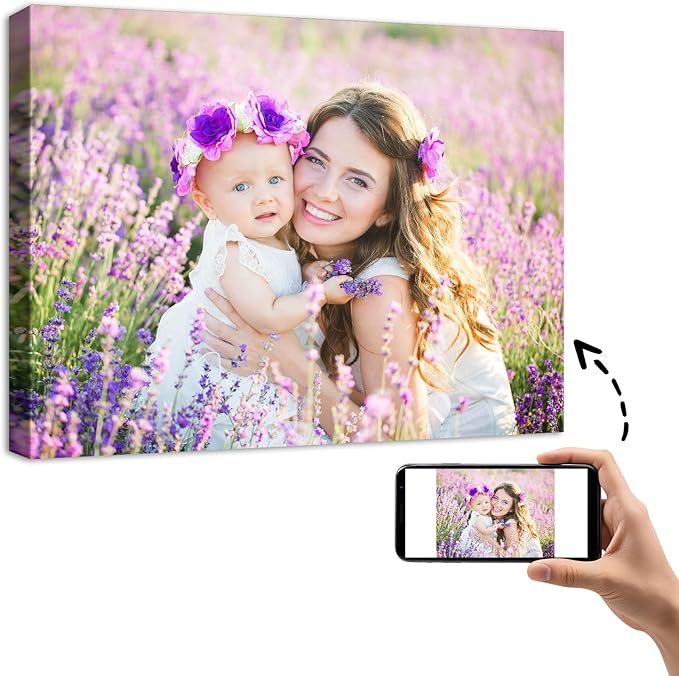 YYYYHPP Canvas Prints with Your Photos, Personalized Photo to Canvas Wall Art,Canvas Printing for Wedding, Family, Baby, Pets, Home Office Decor, Wrapped Frame 20"x16"